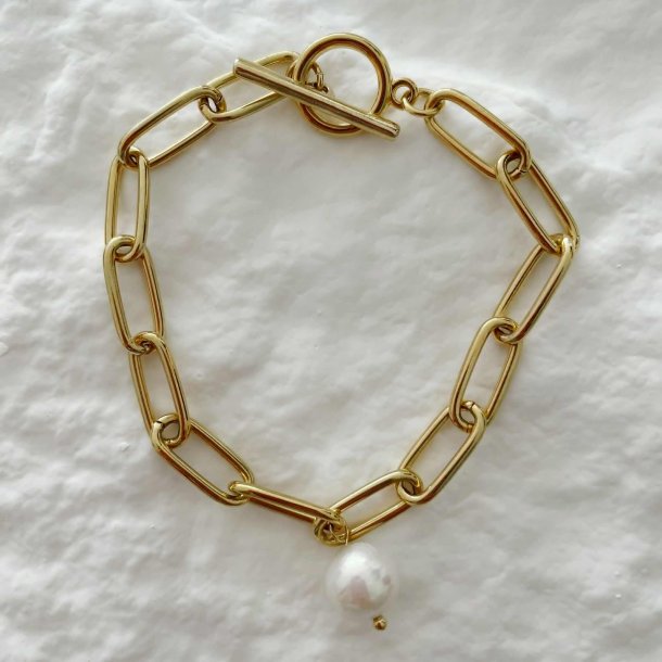FRIIHOF+SIIG - 2022312 - GULDBELAGT ARMBND - WHITE PEARL 