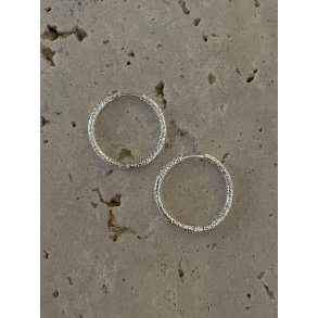 FRIIHOF+SIIG - GIA HOOPS BRUSHED (MELLEM) - RHODIUM (S�LVLOOK)