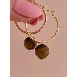 FRIIHOF+SIIG - TIGEREYE (STOR) - GULDBELAGTE �RERINGE