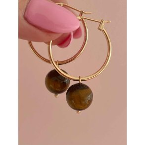 FRIIHOF+SIIG - TIGEREYE (STOR) - GULDBELAGTE �RERINGE