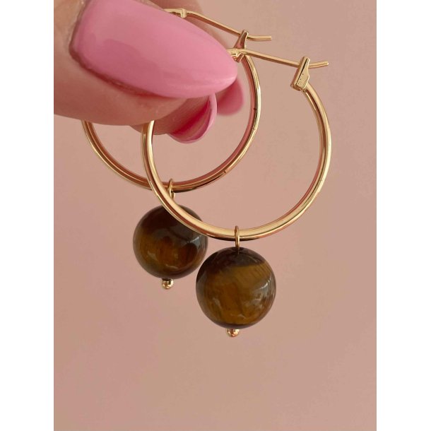 FRIIHOF+SIIG - TIGEREYE (STOR) - GULDBELAGTE �RERINGE