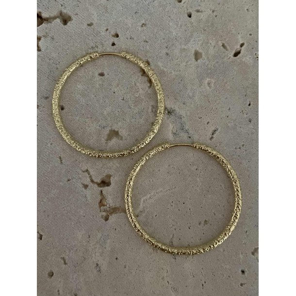 FRIIHOF+SIIG - GIA HOOPS BRUSHED (STOR) - GULDBELAGTE �RERINGE