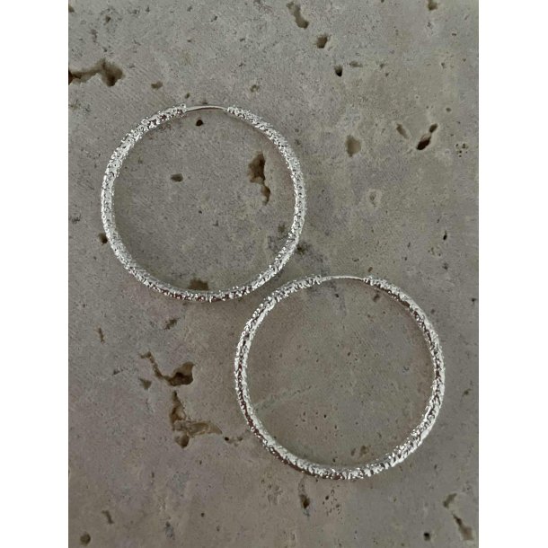 FRIIHOF+SIIG - GIA HOOPS BRUSHED (STOR) - RHODIUM (S�LVLOOK) �RERINGE