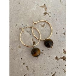 FRIIHOF+SIIG - TIGEREYE (STOR) - GULDBELAGTE �RERINGE