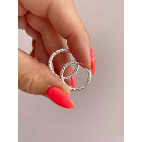 FRIIHOF+SIIG - GIA HOOPS BRUSHED (LILLE) - RHODIUM (S�LVLOOK) �RERINGE