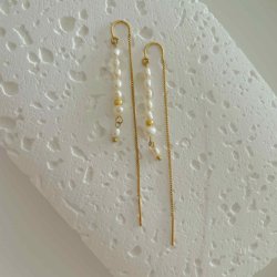 FRIIHOF+SIIG - GULDBELAGTE RERINGE - WHITE PEARLS