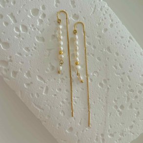 FRIIHOF+SIIG - GULDBELAGTE RERINGE - WHITE PEARLS