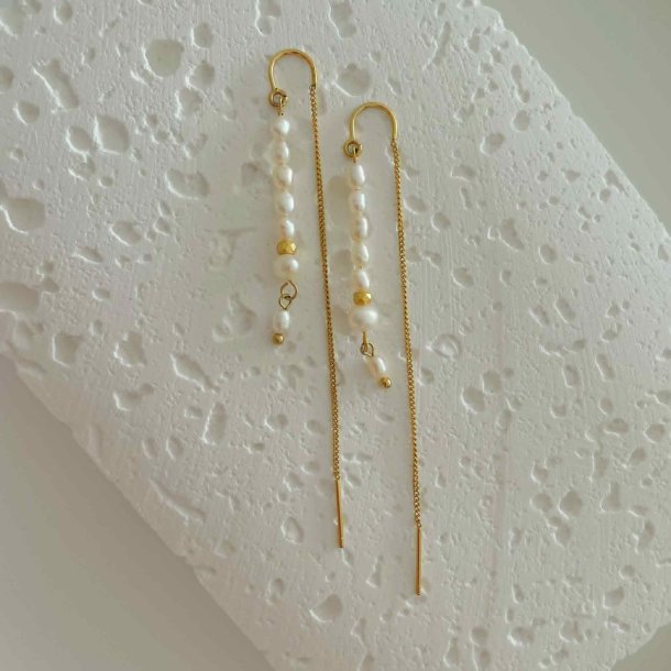 FRIIHOF+SIIG - GULDBELAGTE RERINGE - WHITE PEARLS