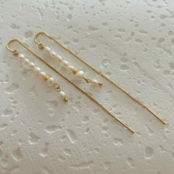 FRIIHOF+SIIG - GULDBELAGTE RERINGE - WHITE PEARLS