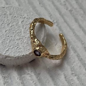 FRIIHOF+SIIG - HAMMERED - GULDBELAGT FINGERRING - JUSTERBAR