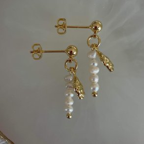 FRIIHOF+SIIG - GULDBELAGTE RESTIKKER - WHITE PEARLS