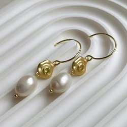 FRIIHOF+SIIG - GULDBELAGTE RERINGE - WHITE PEARL