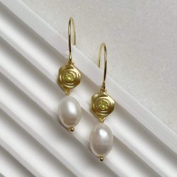 FRIIHOF+SIIG - GULDBELAGTE RERINGE - WHITE PEARL