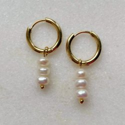 FRIIHOF+SIIG - GULDBELAGTE RERINGE - WHITE PEARLS