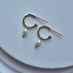 FRIIHOF+SIIG - GULDBELAGTE RERINGE - WHITE PEARL