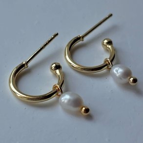 FRIIHOF+SIIG - GULDBELAGTE RERINGE - WHITE PEARL