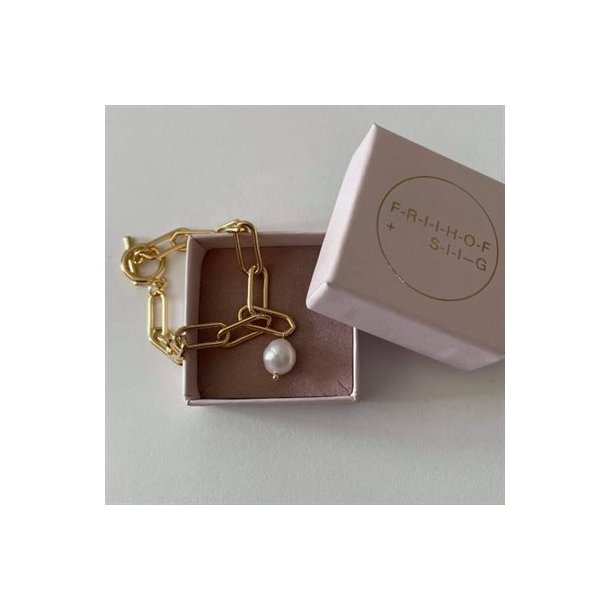 FRIIHOF+SIIG - NR. 6019821 - ARMBND - WHITE PEARL - GULDBELAGT
